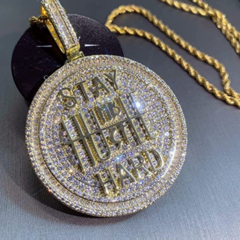 14k Gold Diamond Hustle Hard Chain